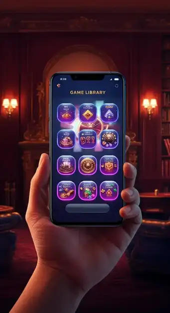 Écran d'accueil des jeux de Rizz Casino, présentant une mosaïque colorée de divers titres : machines à sous, tables en direct et jeux à jackpot.