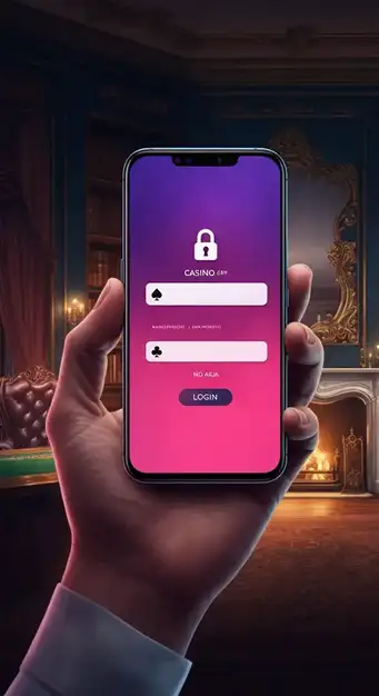 Interface de connexion Rizz Casino avec champs d'email et mot de passe, bouton de connexion et lien de récupération de mot de passe, illustrant l'accès rapide et sécurisé au compte joueur.